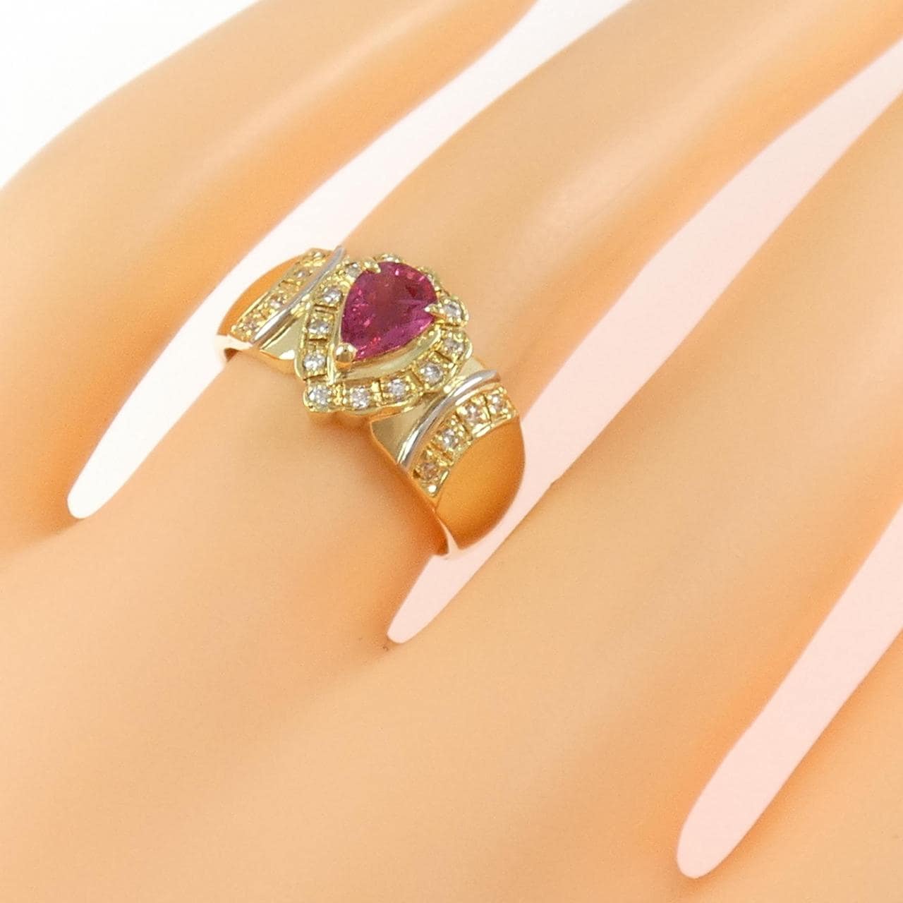 K18YG/PT900 ルビー リング 0.53CT