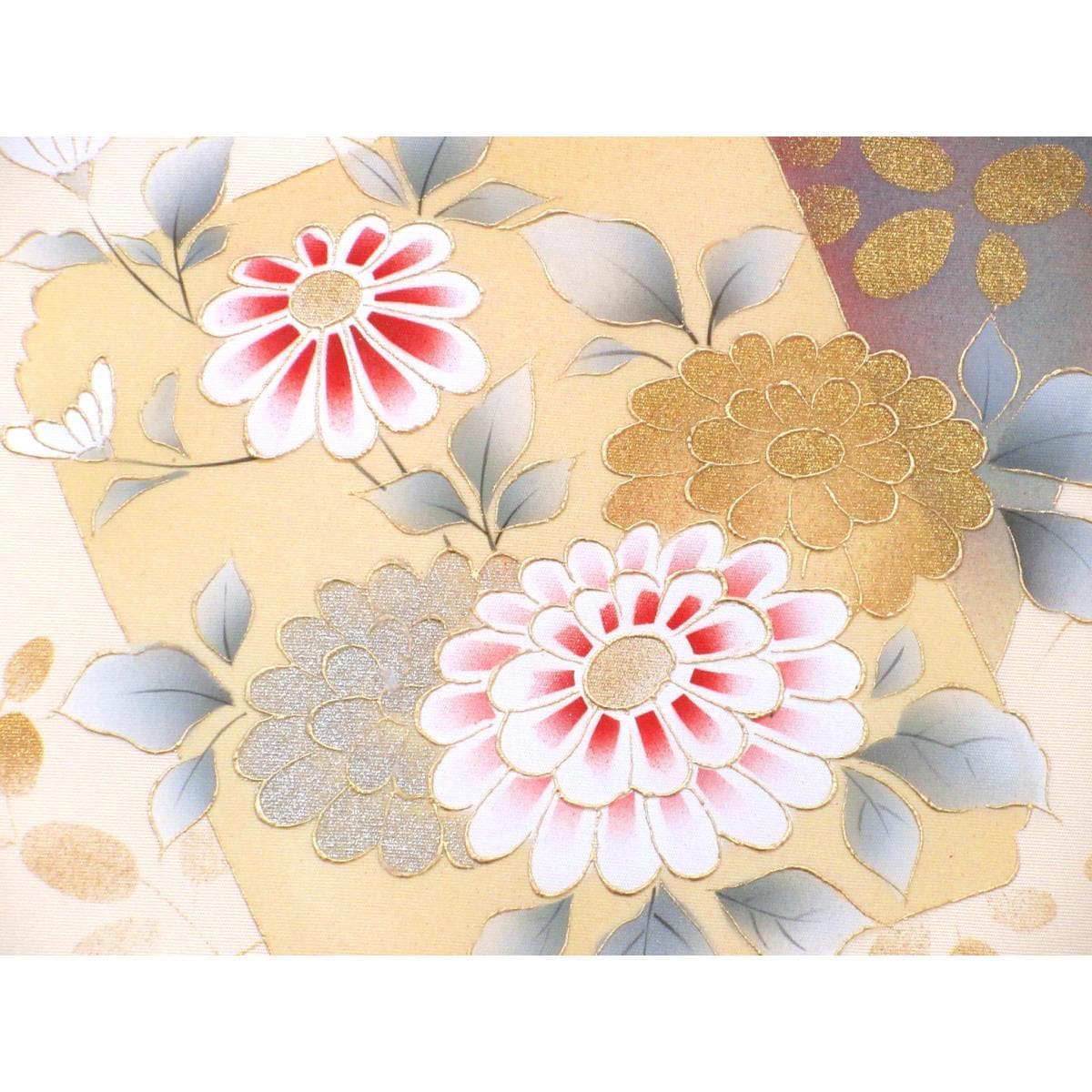 名古屋帯　塩瀬染帯　友禅金彩加工