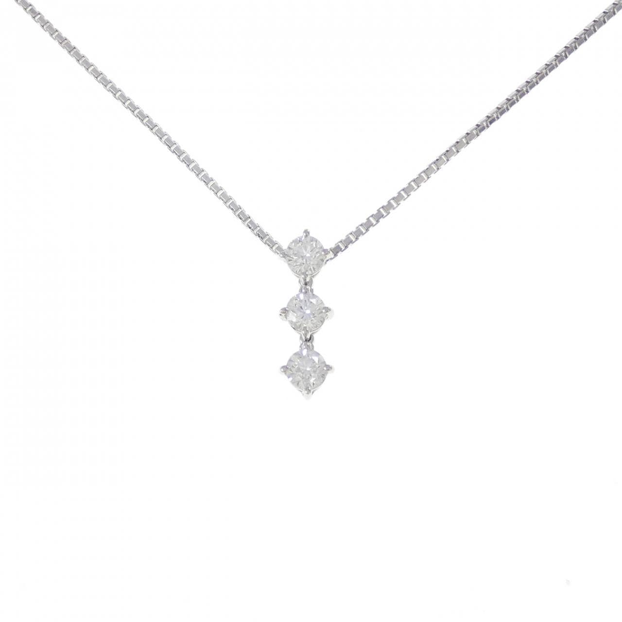 PT900/PT850 スリーストーン ダイヤモンド ネックレス 0.70CT