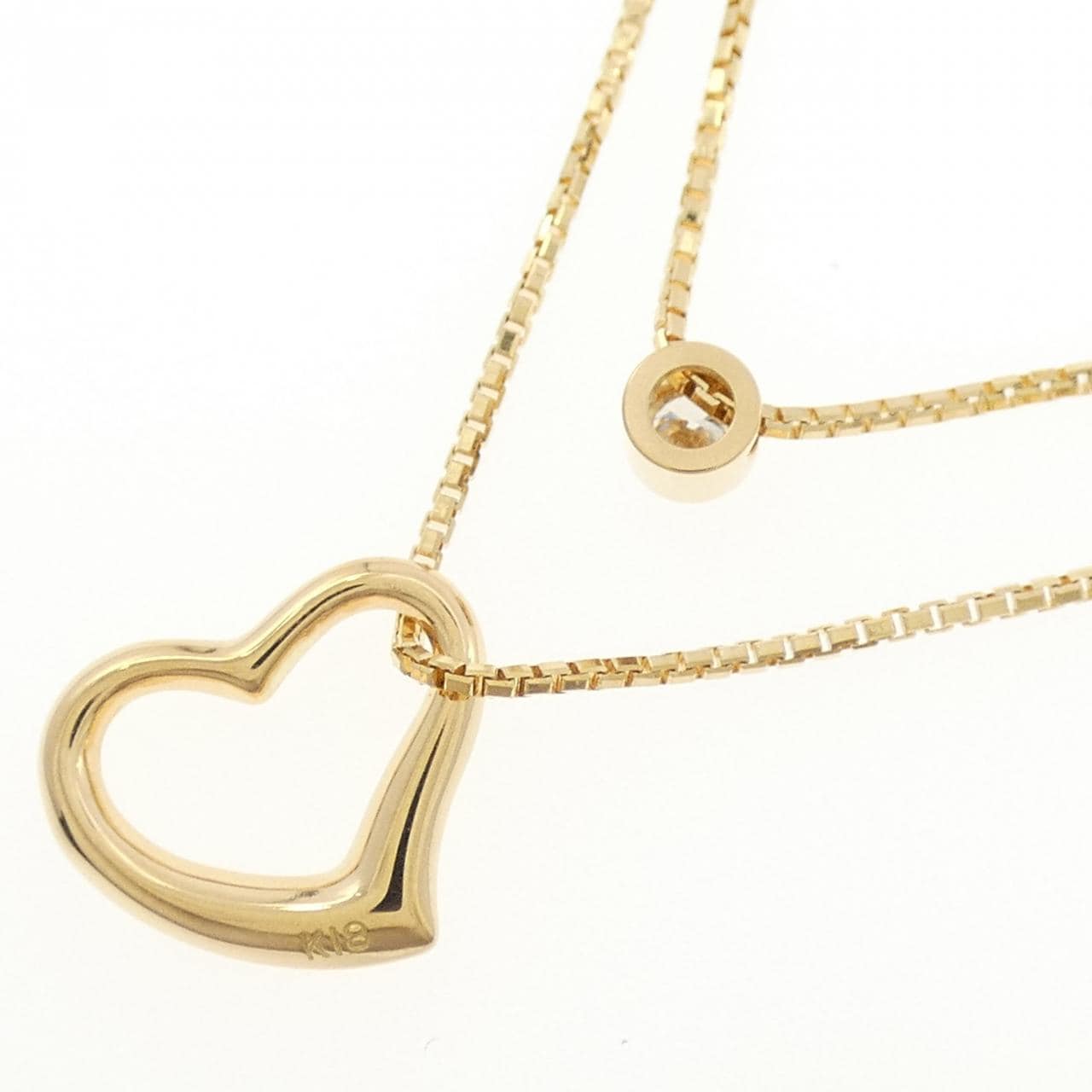 K18YG ハート ダイヤモンド ネックレス 0.06CT