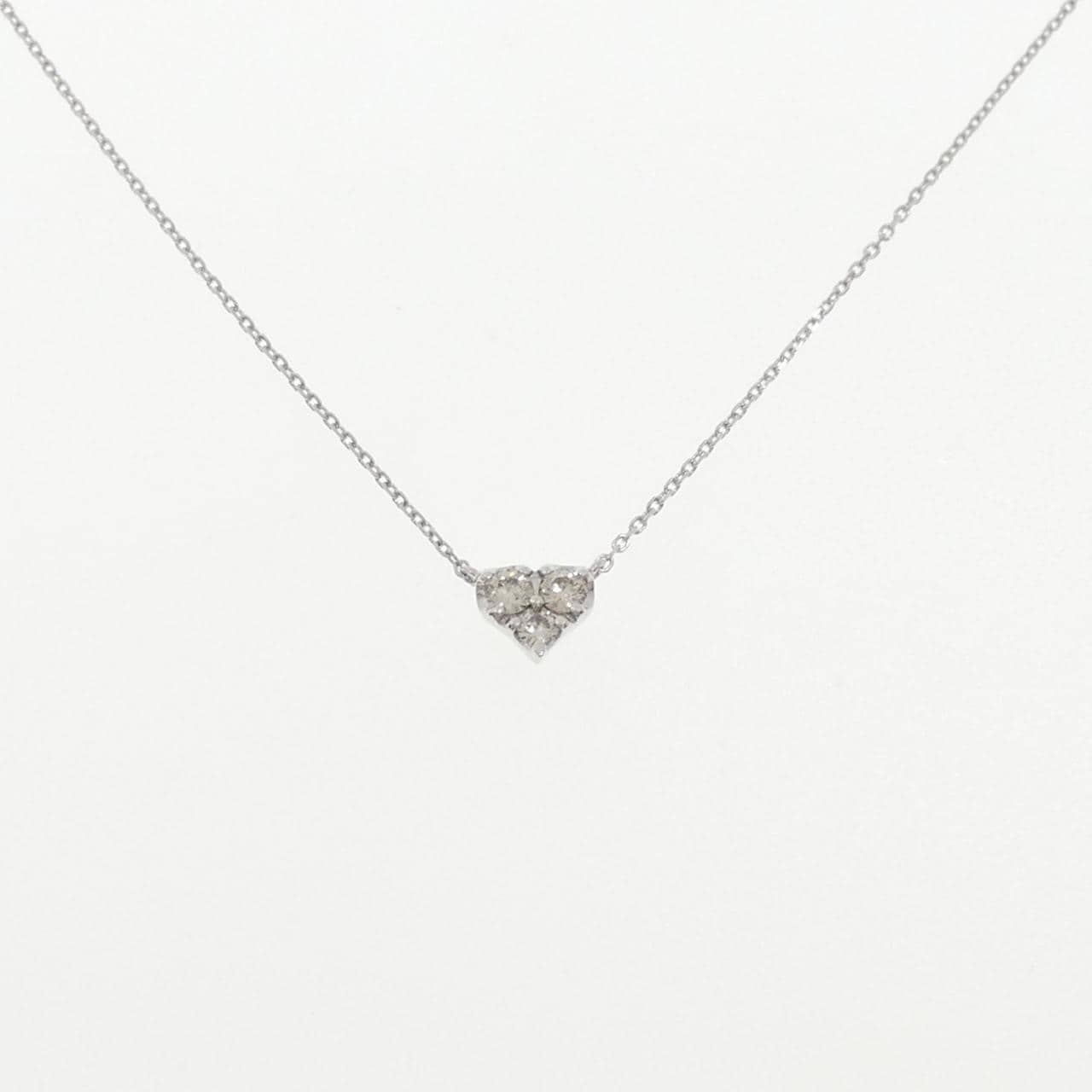 K18WG ハート ダイヤモンド ネックレス 0.20CT