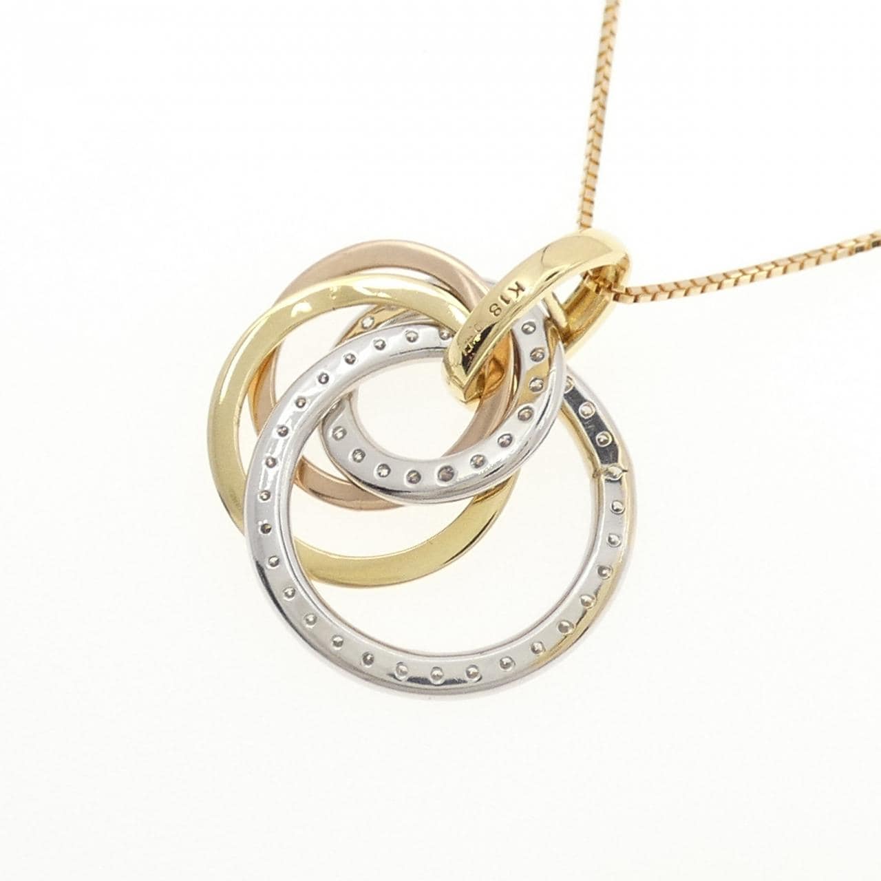 K18YG/PT900/K18PG ダイヤモンド ネックレス 0.41CT