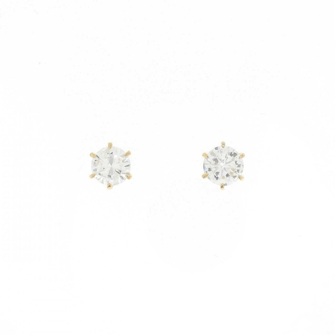 K18YG ソリティア ダイヤモンド ピアス 1.067CT