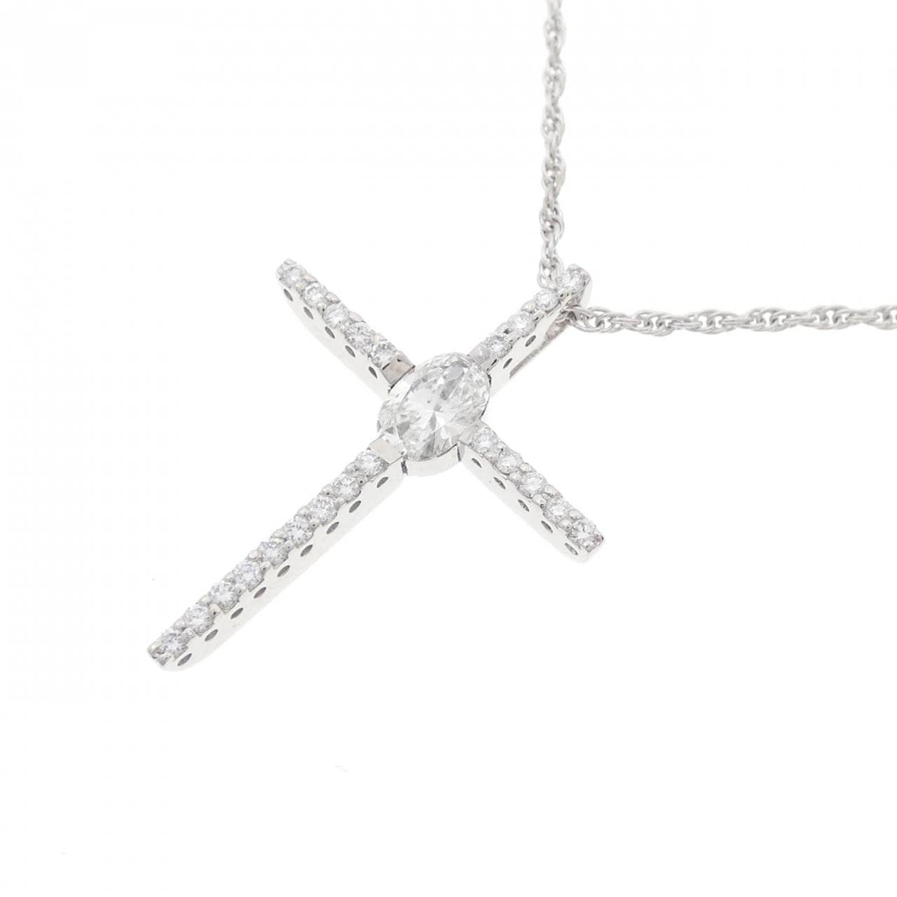 PT/K18WG クロス ダイヤモンド ネックレス 0.310CT