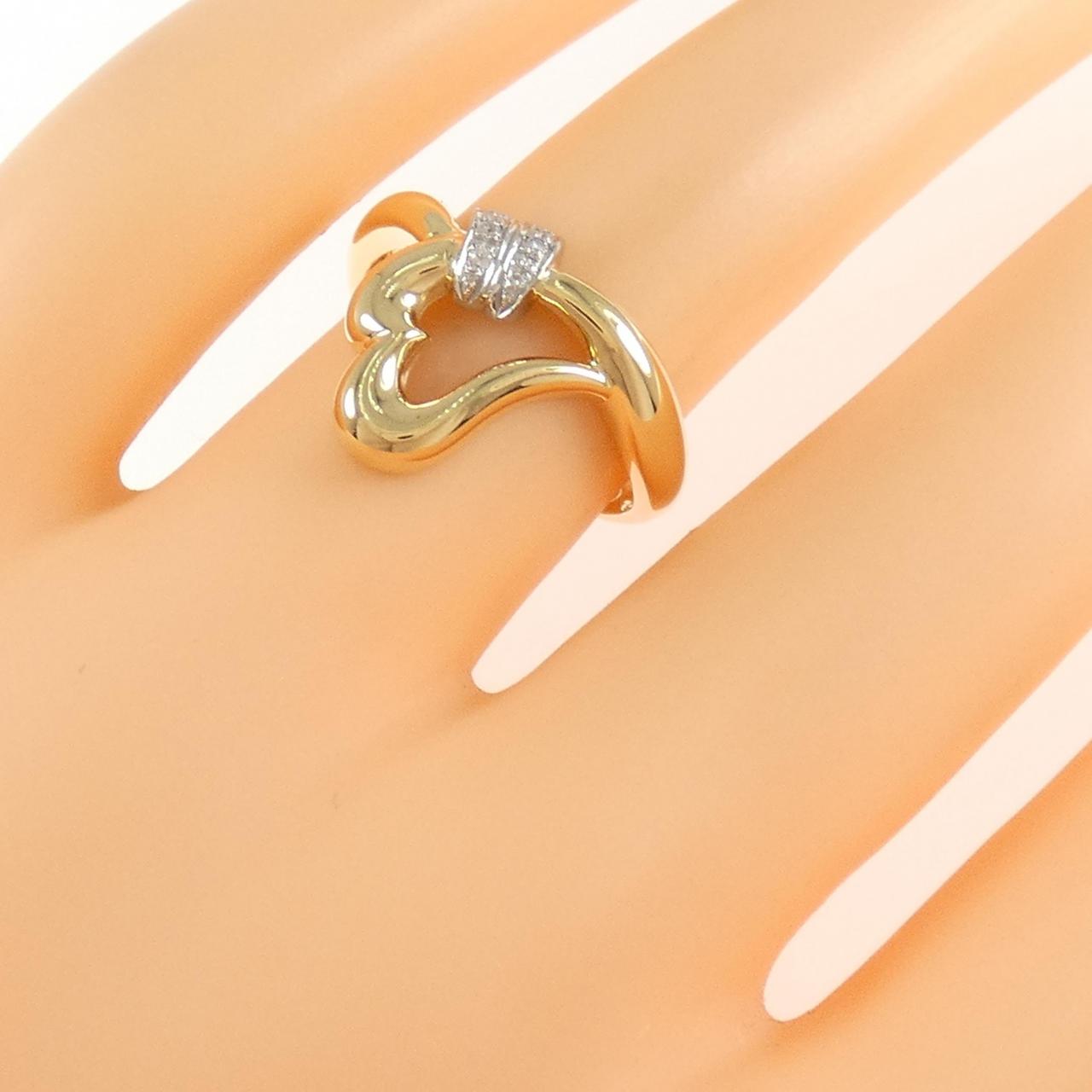 K18YG/PT900 ハート ダイヤモンド リング 0.03CT