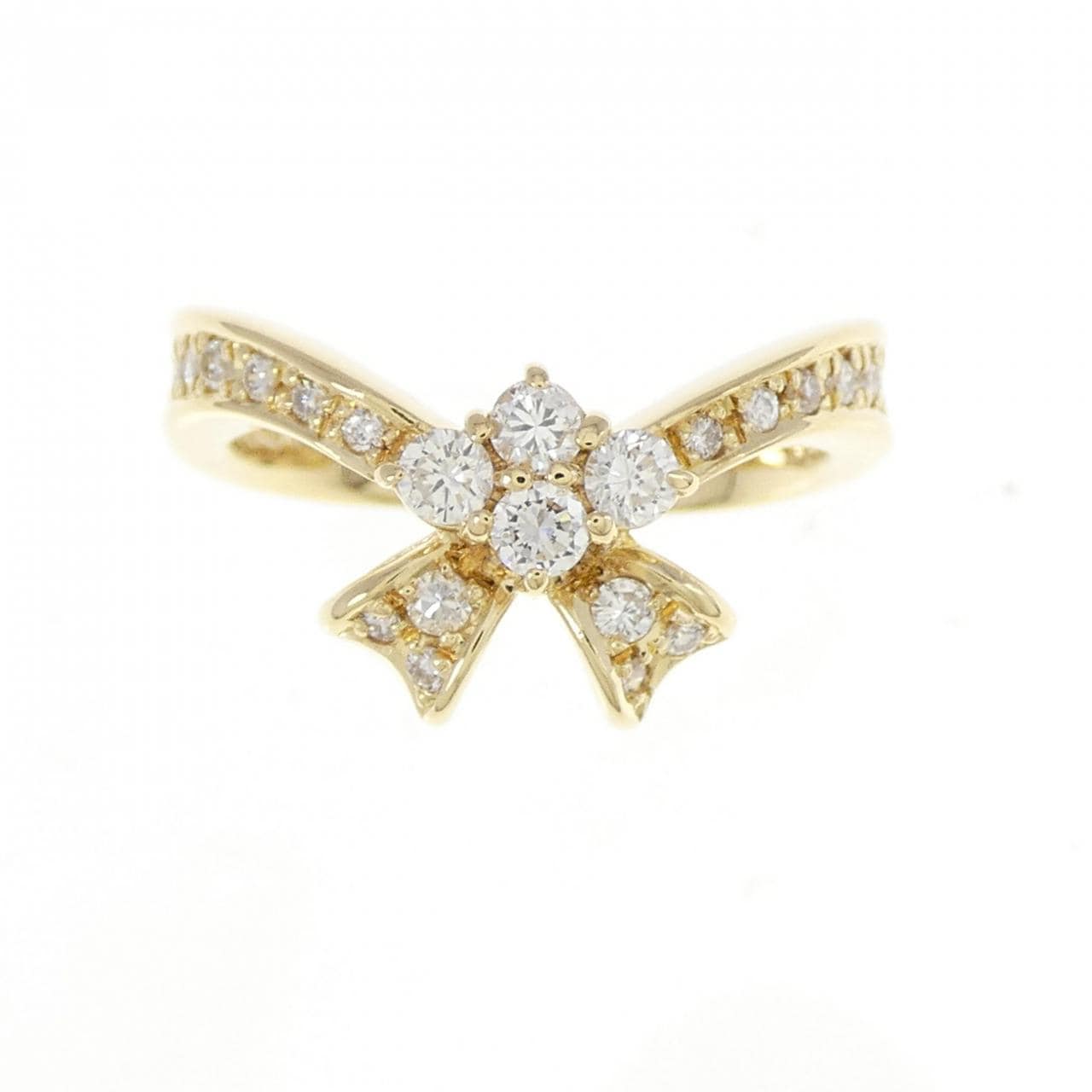 K18YG リボン ダイヤモンド リング 0.41CT