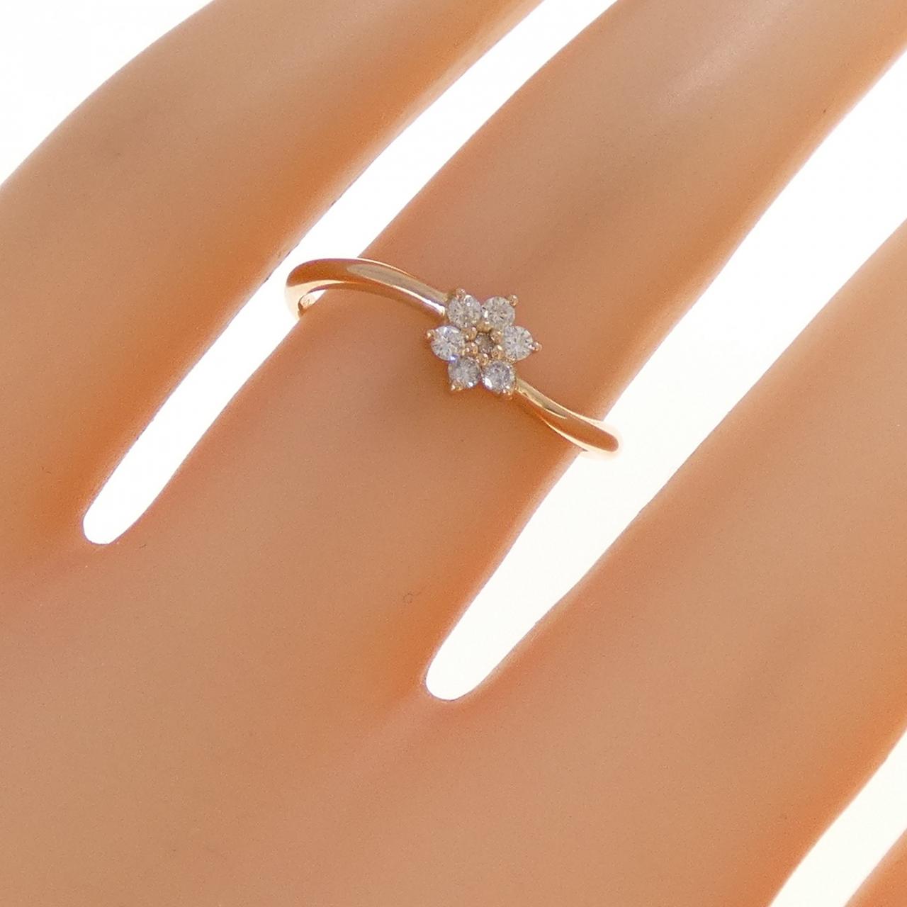 K18PG フラワー ダイヤモンド リング 0.11CT