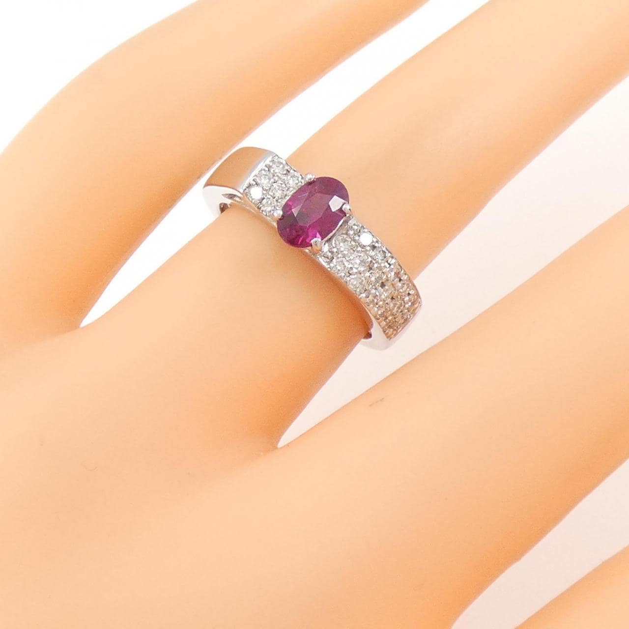 K18WG ルビー リング 0.55CT