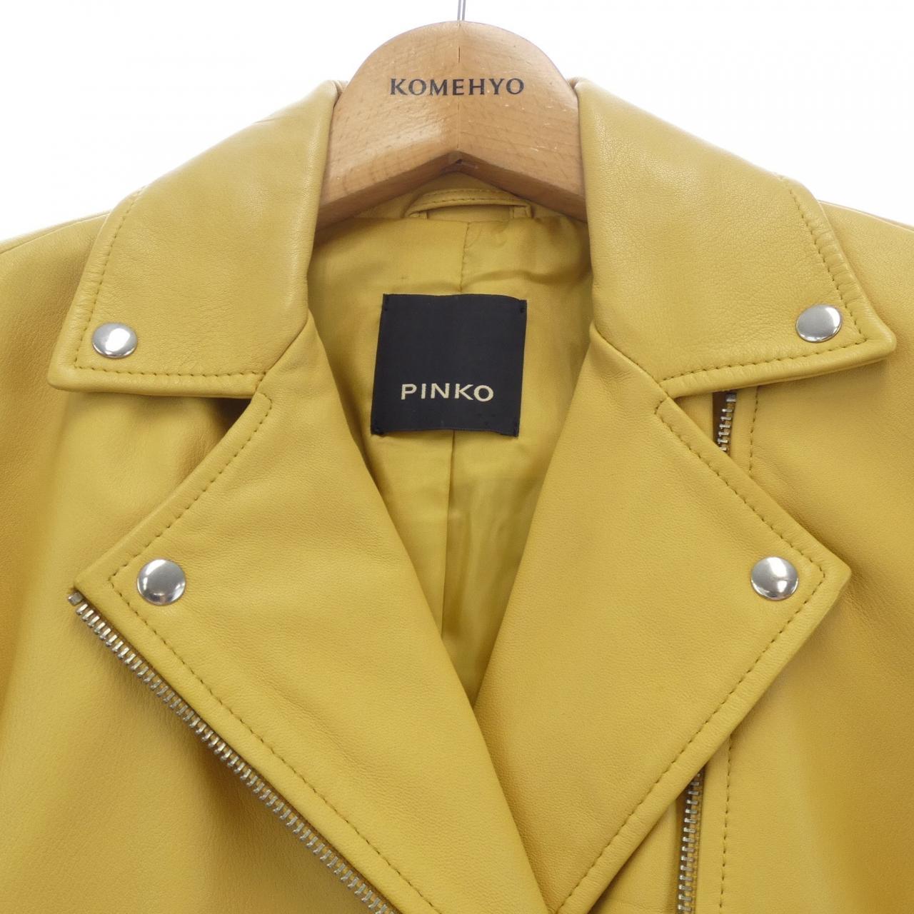 ピンコ PINKO レザーライダースジャケット