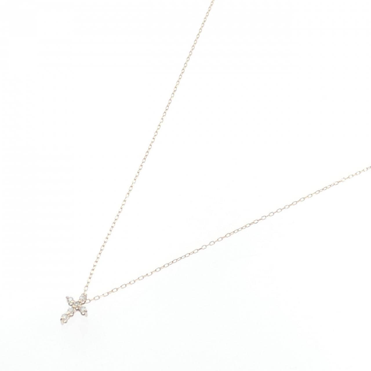 K10PG クロス ダイヤモンド ネックレス 0.05CT