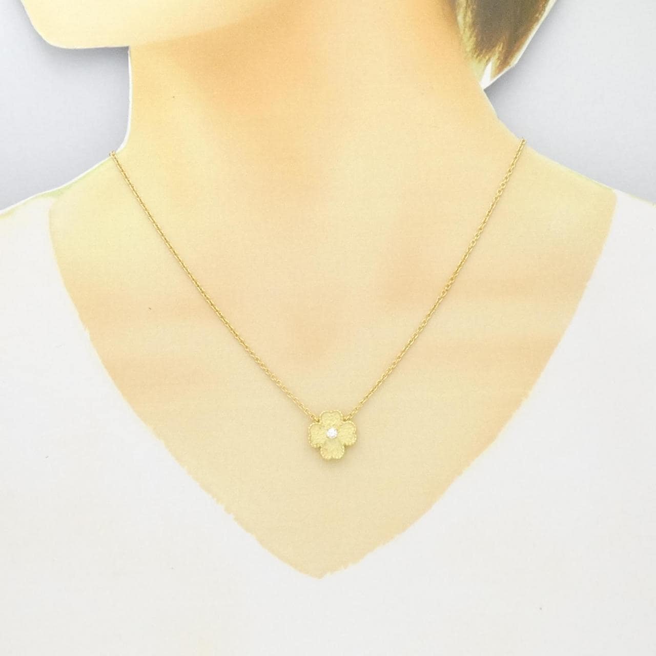 K18YG flower Diamond necklace 0.09CT
