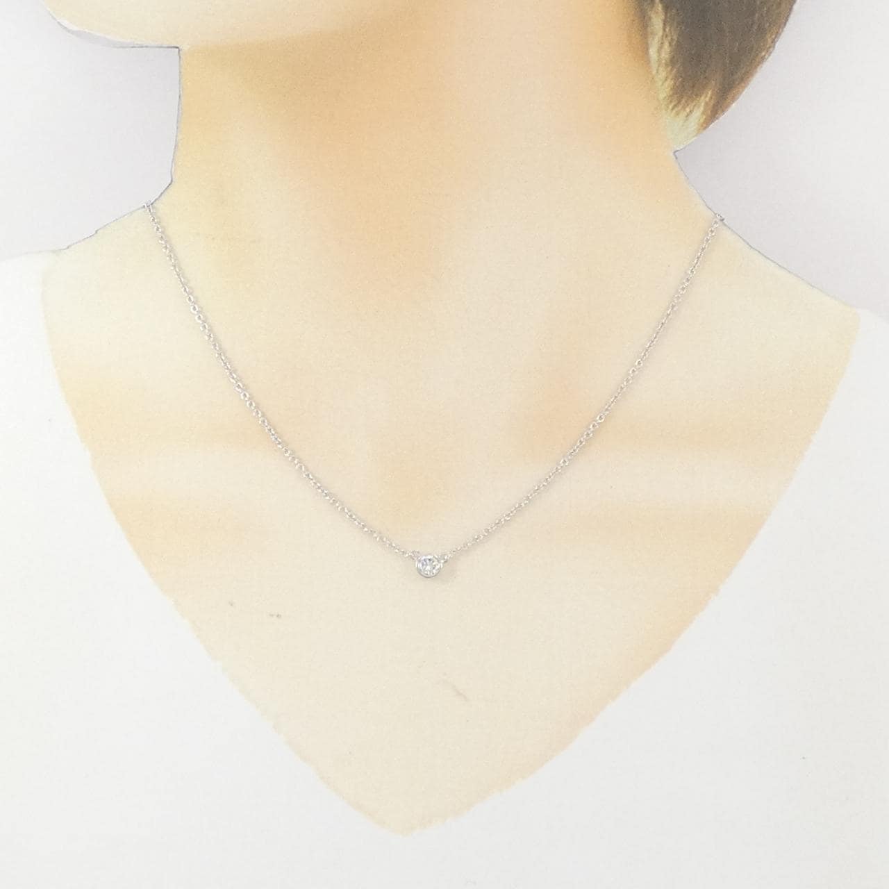 K14WG ソリティア ダイヤモンド ネックレス