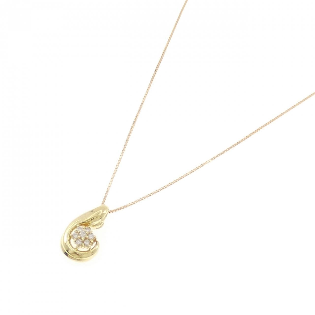 K18YG フラワー ダイヤモンド ネックレス 0.15CT