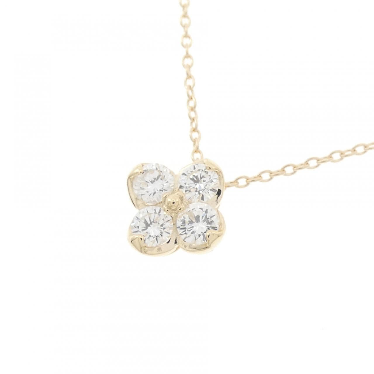 【リメイク】K10YG フラワー ダイヤモンド ネックレス 0.30CT