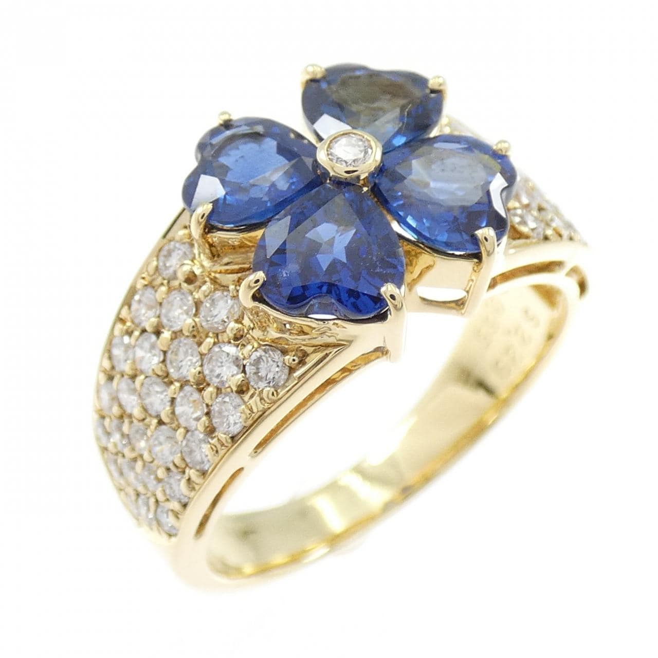 K18YG フラワー サファイヤ リング 2.29CT