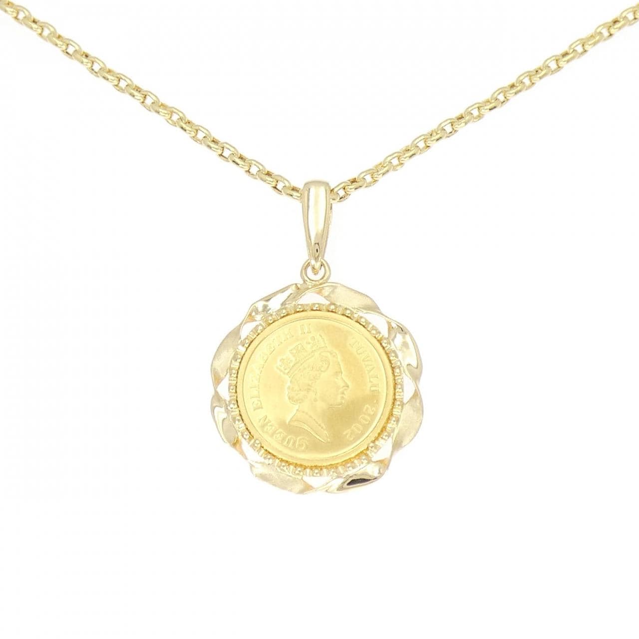 K18YG/750YG (框) 硬幣項鏈