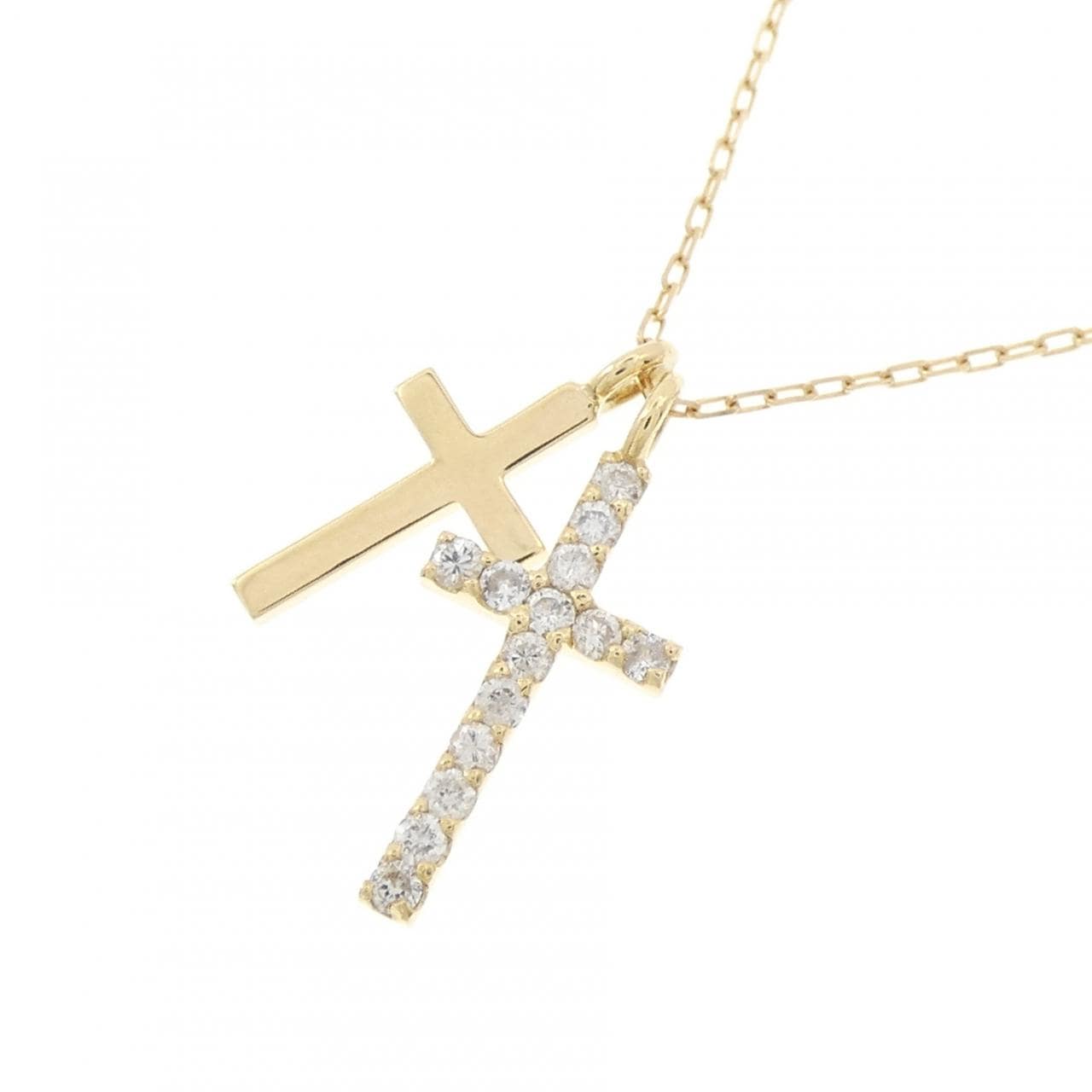 K18YG クロス ダイヤモンド ネックレス 0.14CT