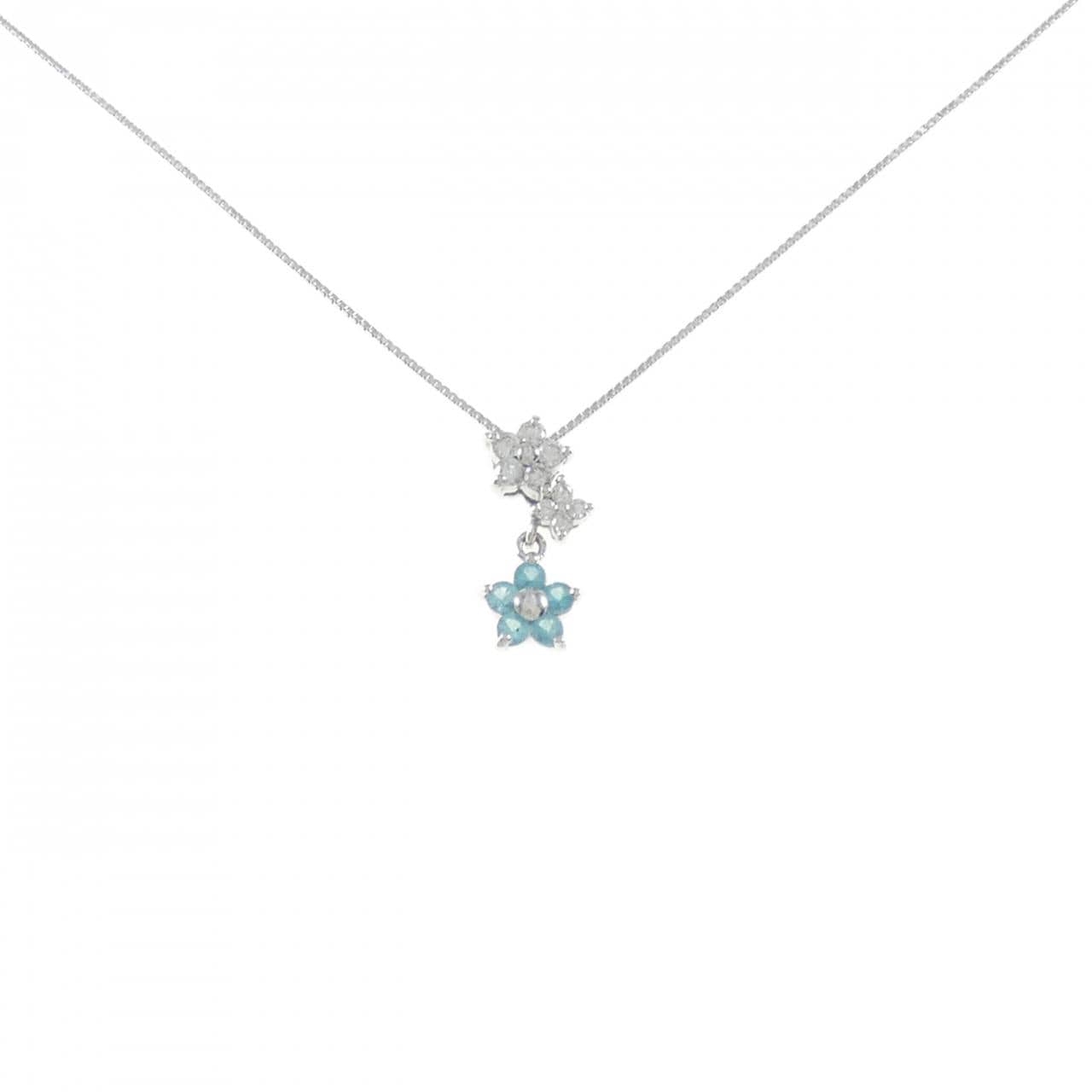 K18WG フラワー トルマリン ネックレス 0.14CT