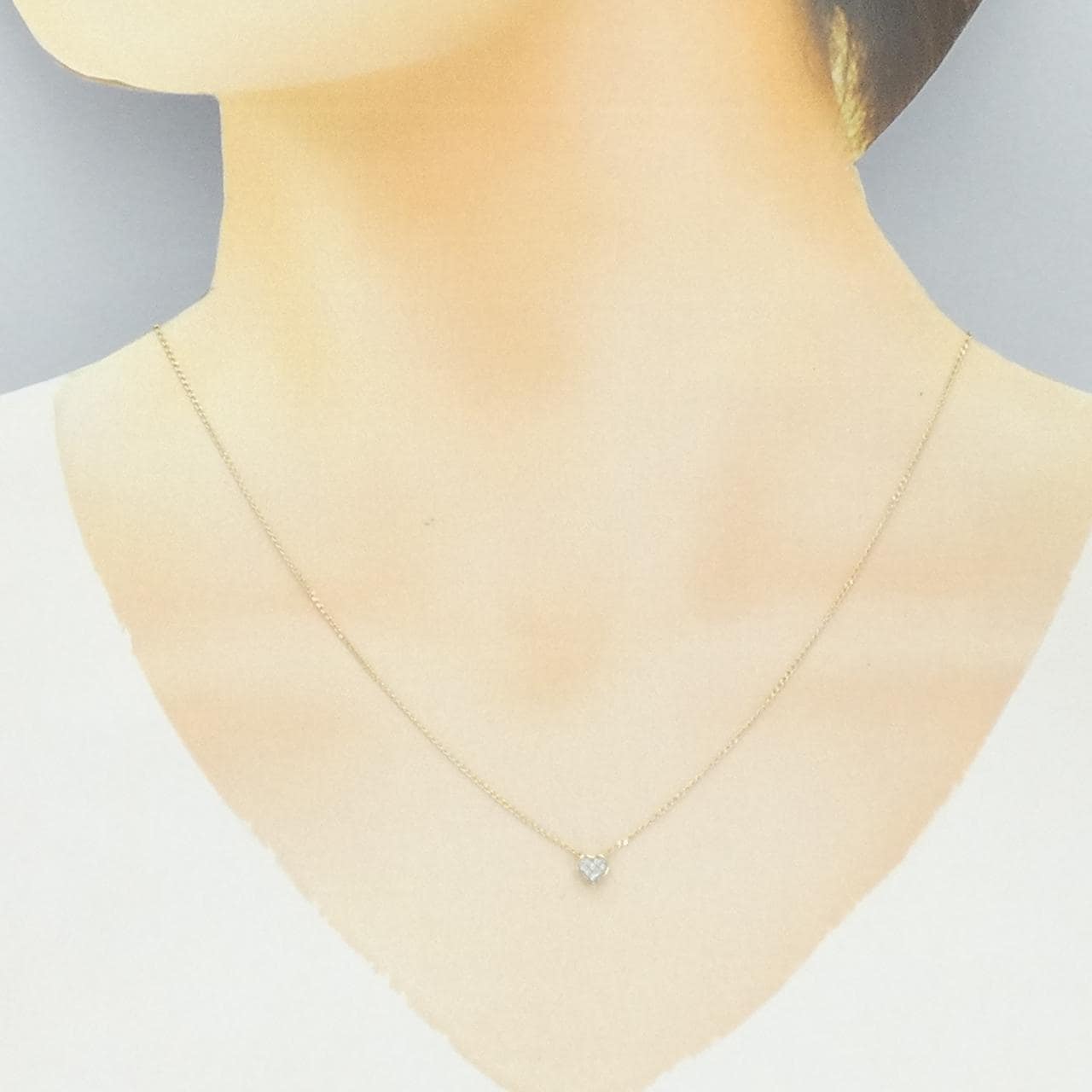 K10YG/K10WG ハート ダイヤモンド ネックレス