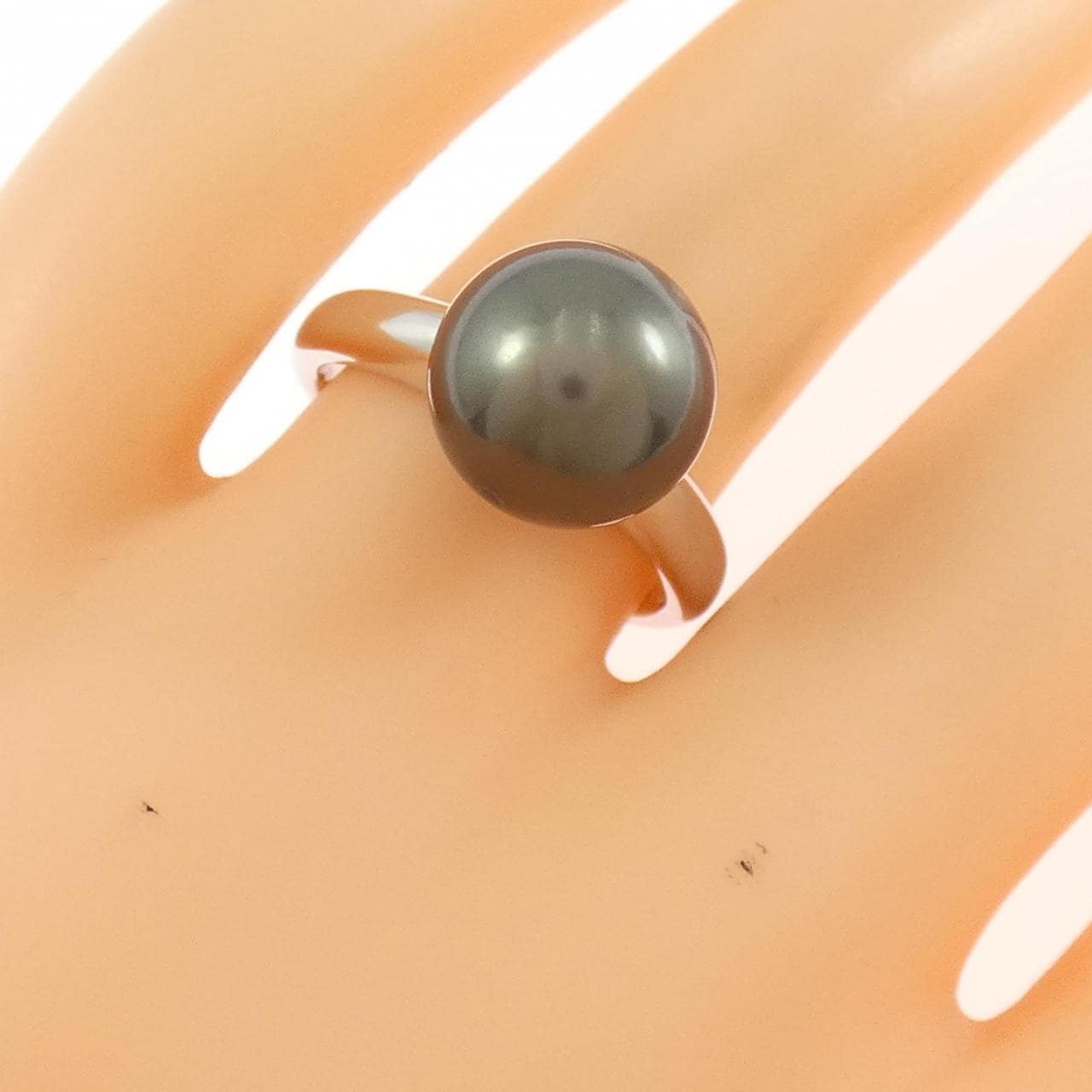 K18WG 黒蝶パール リング 10.5mm