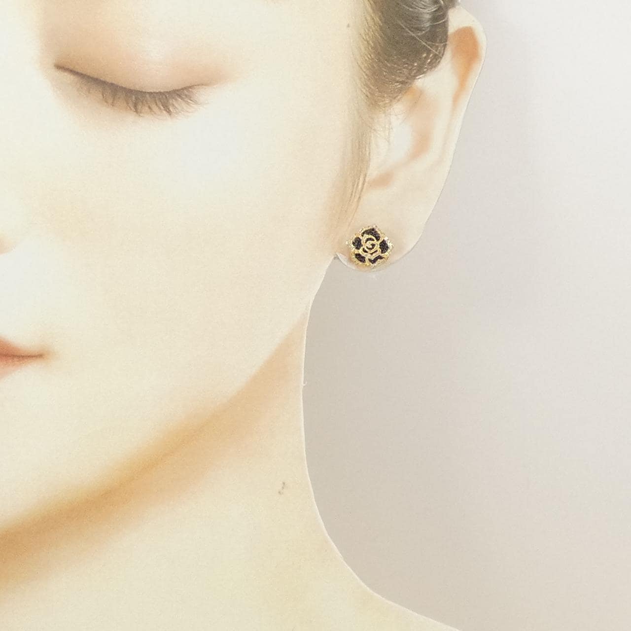 K18YG/K18BG ローズ ダイヤモンド ピアス 0.50CT