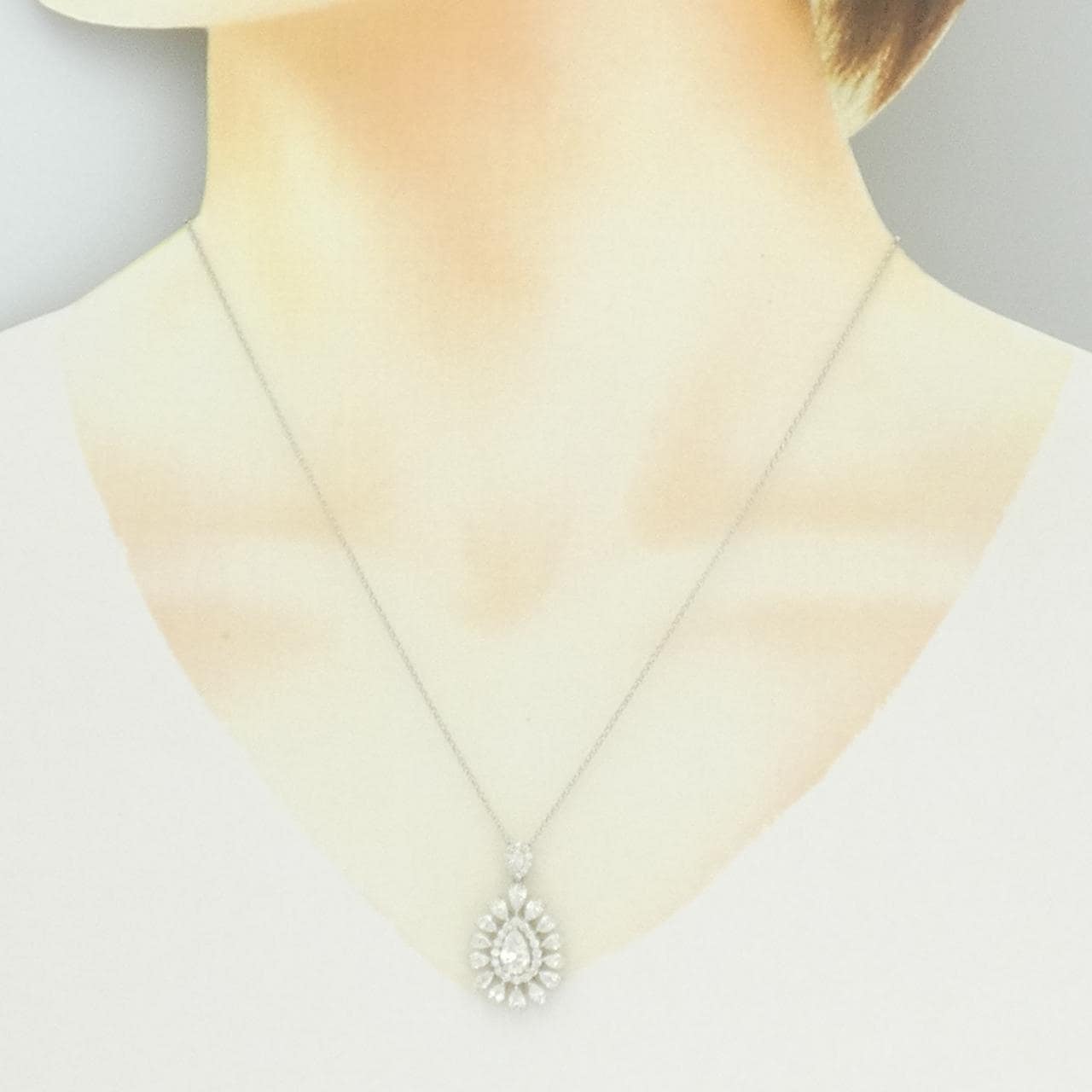 PT900/PT850 ダイヤモンド ネックレス 0.587CT G I1 ペアシェイプ