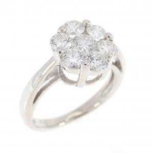 K18WG フラワー ダイヤモンド リング 1.00CT