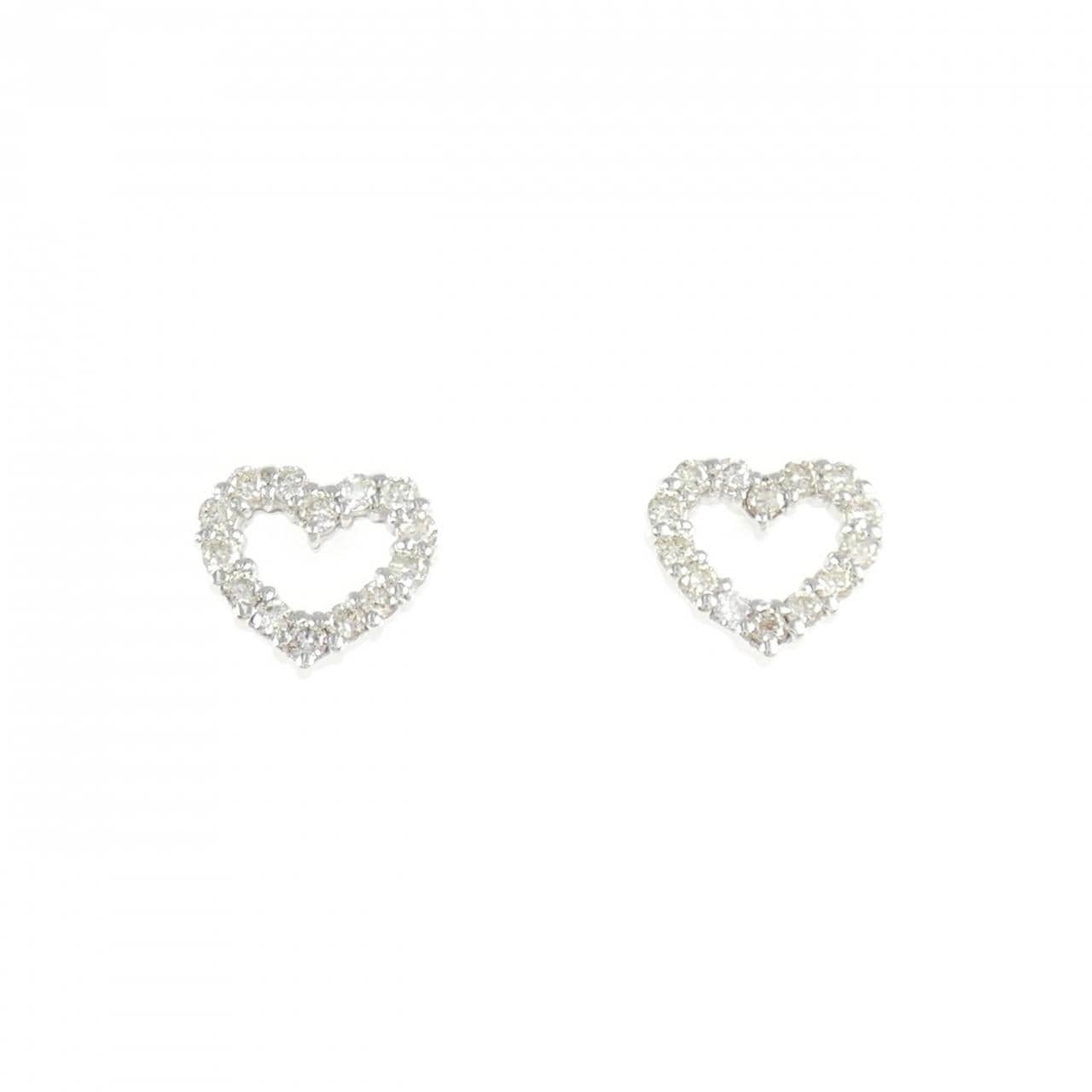 K18WG ハート ダイヤモンド ピアス 0.30CT