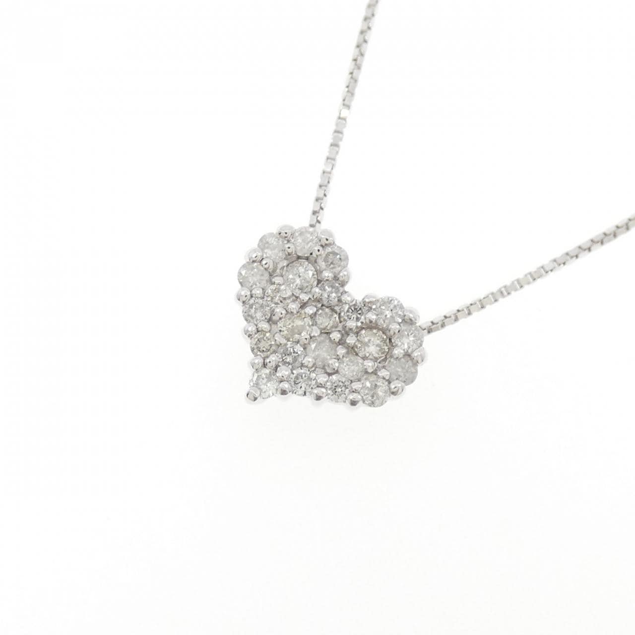 K10WG パヴェ ハート ダイヤモンド ネックレス 0.29CT