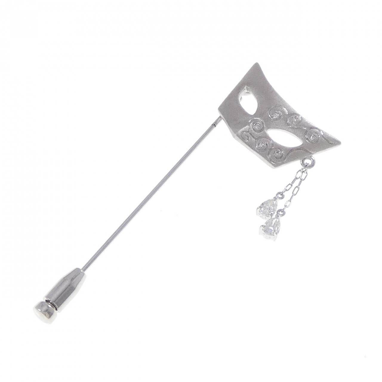 K18WG/K14WG ダイヤモンド ブローチ 0.23CT