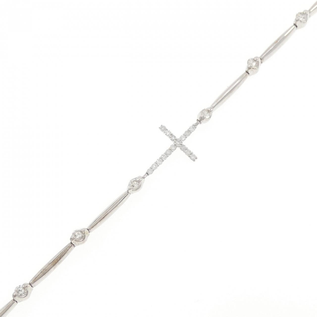 K18WG クロス ダイヤモンド ブレスレット 0.11CT