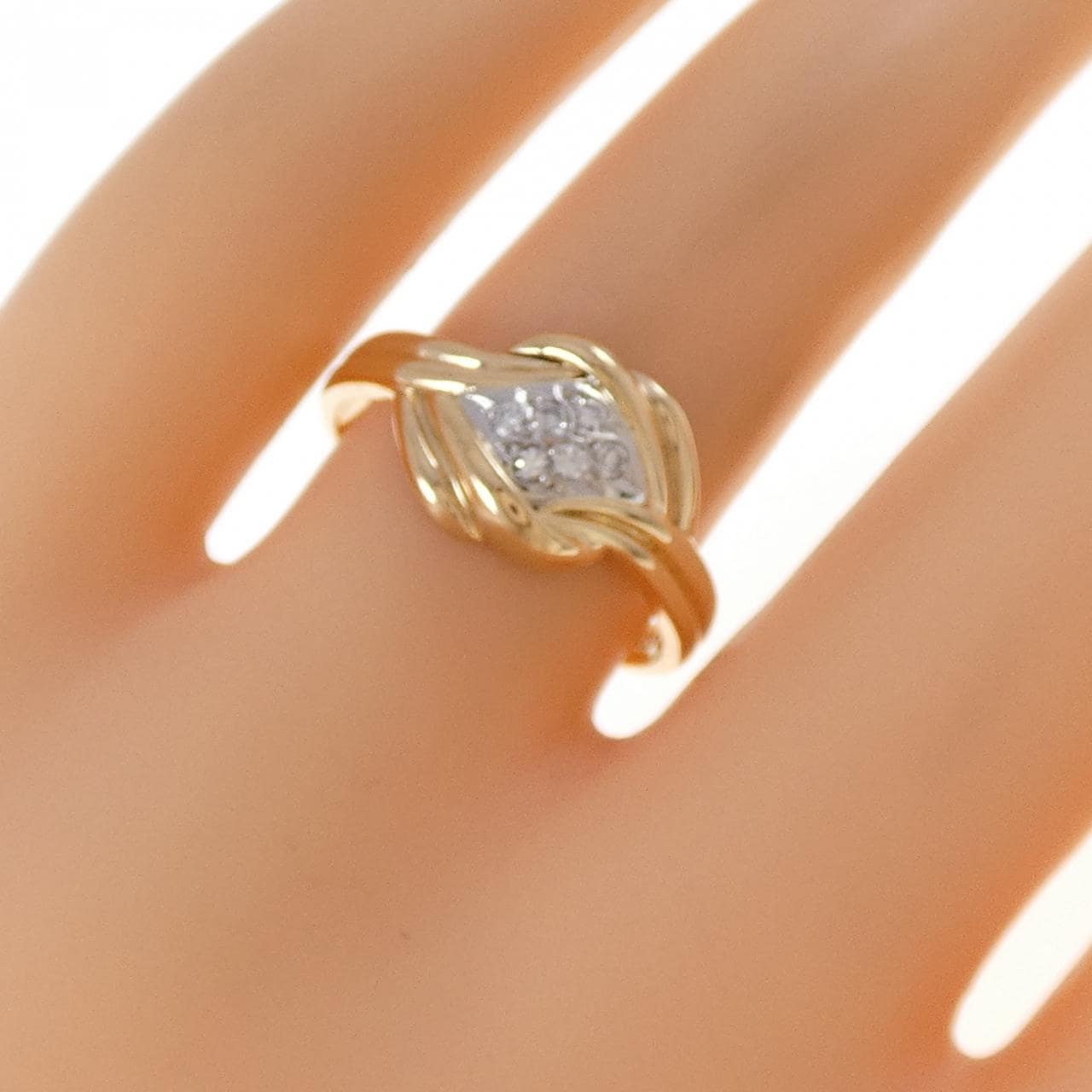 K18YG/PT900 ダイヤモンド リング 0.08CT