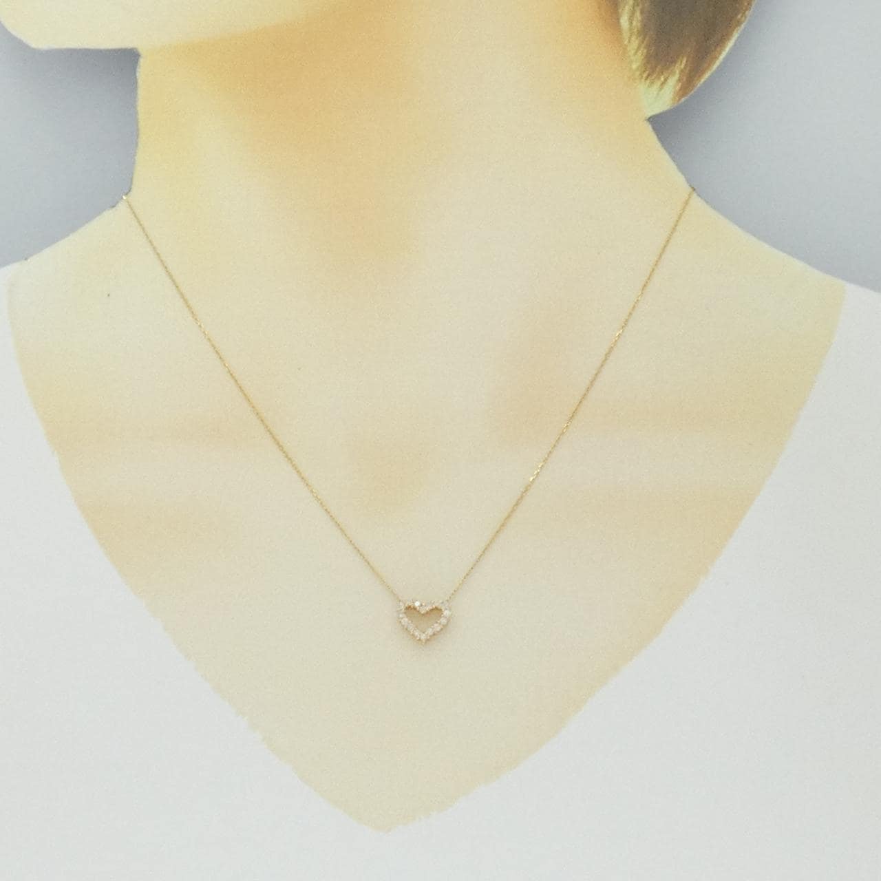 K18PG ハート ダイヤモンド ネックレス 0.20CT