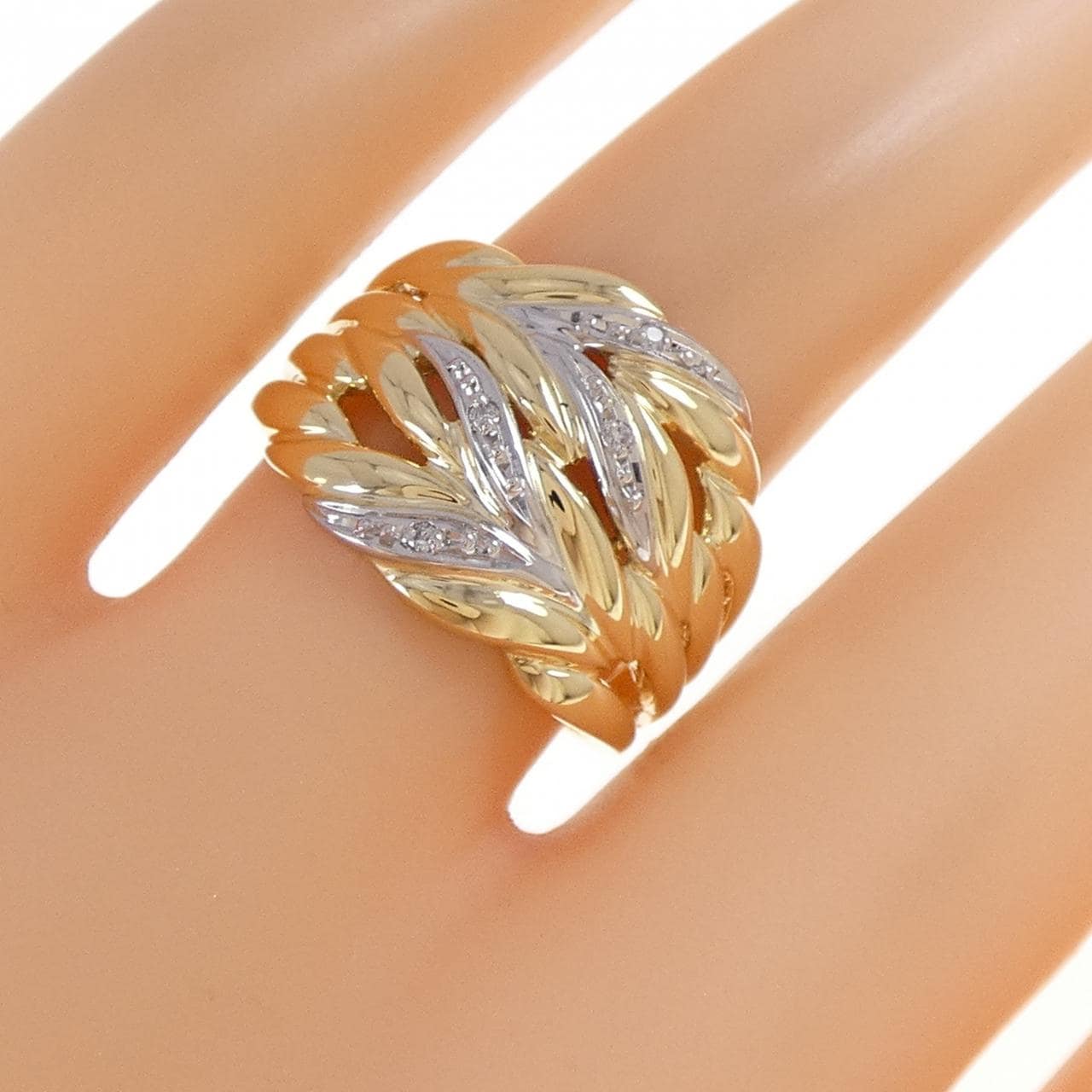 K18YG/PT900 ダイヤモンド リング 0.021CT