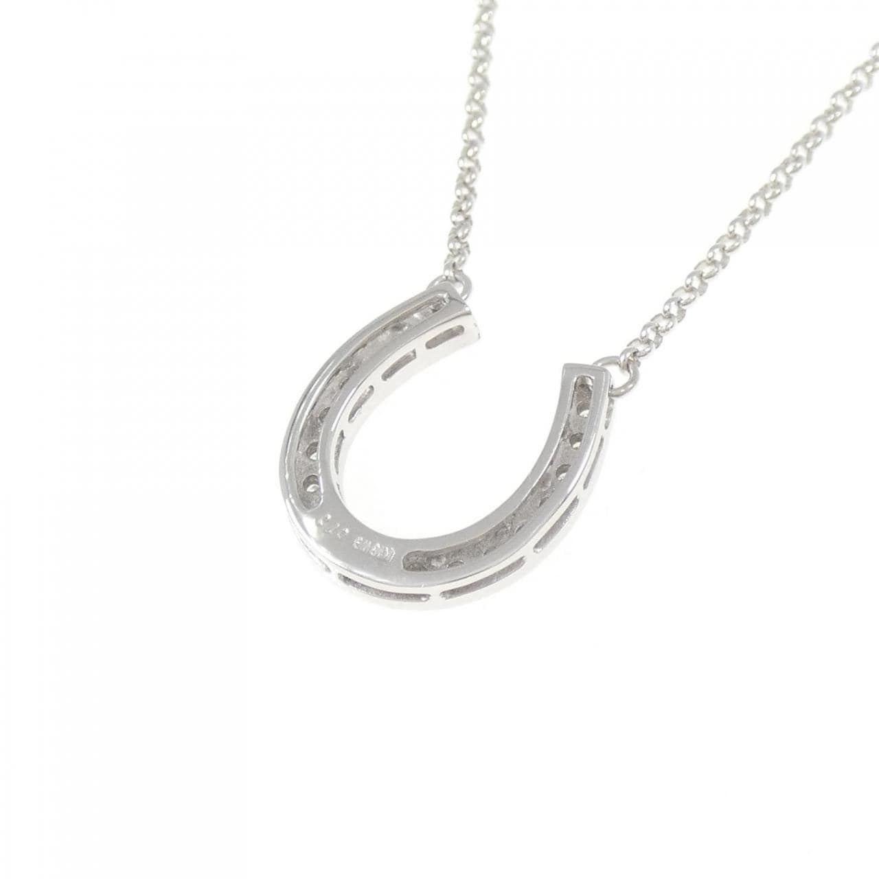 K18WG ホースシュー ダイヤモンド ネックレス 0.10CT