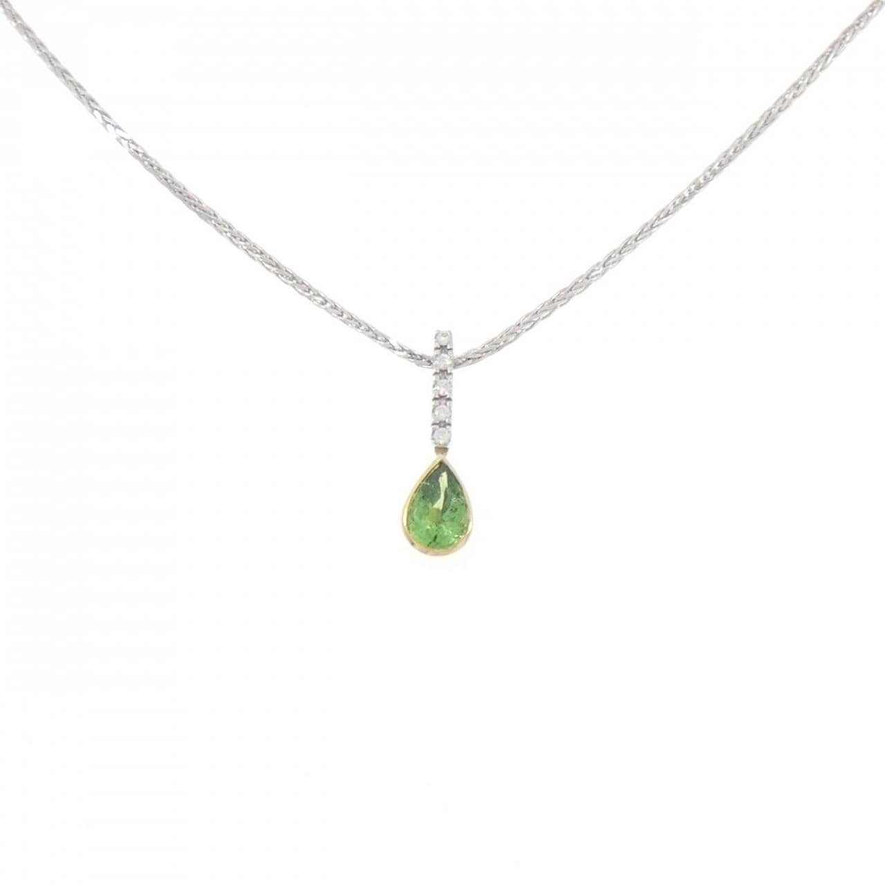 K18WG/K18YG グリーンガーネット ネックレス 0.82CT