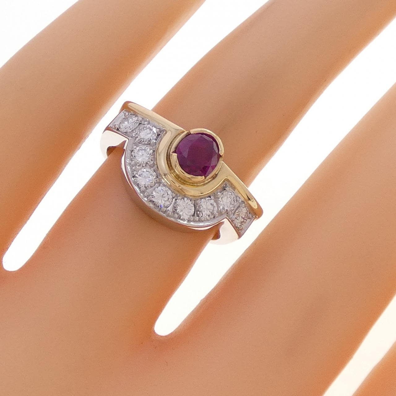 PT900/K18YG 非加熱 ルビー リング 0.62CT ビルマ産