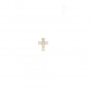K18YG クロス ダイヤモンド ピアス 0.06CT 片耳