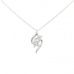 PT900/PT850 フラワー ダイヤモンド ネックレス 0.12CT
