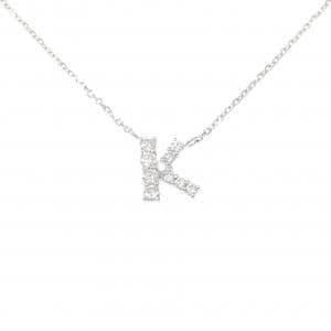 K18WG イニシャルK ダイヤモンド ネックレス 0.15CT