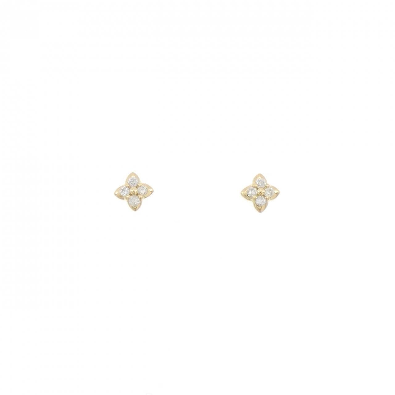 K18YG フラワー ダイヤモンド ピアス 0.04CT