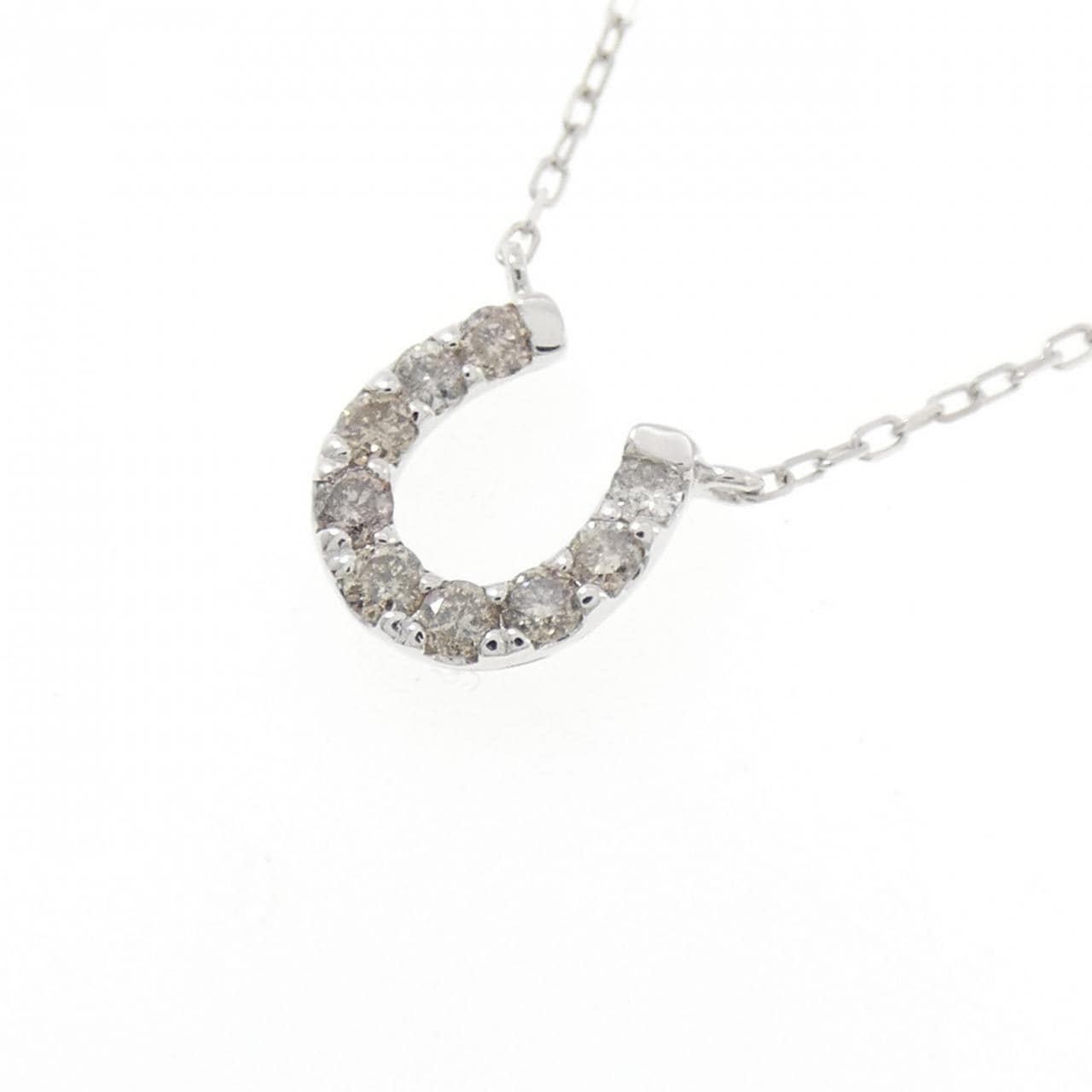 K10WG ホースシュー ダイヤモンド ネックレス 0.20CT