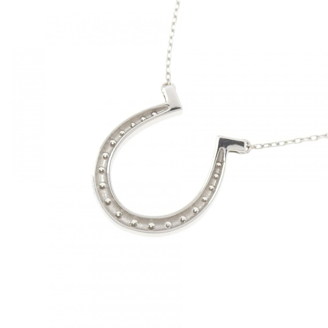 K18WG ホースシュー ダイヤモンド ネックレス 0.366CT