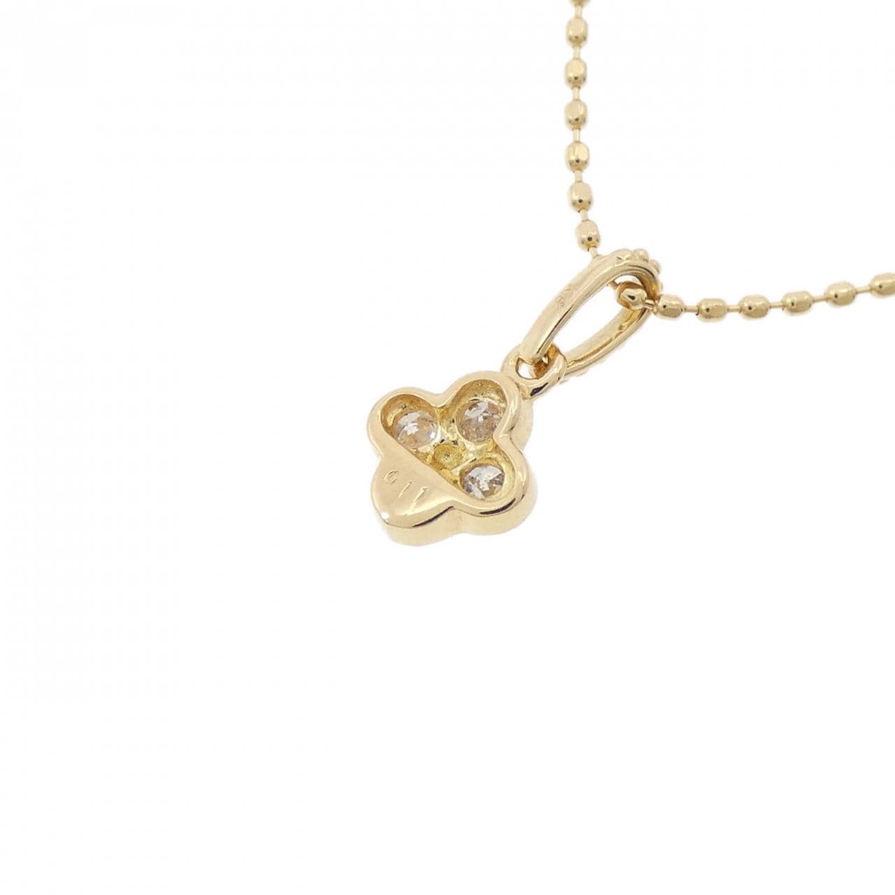 K18YG フラワー ダイヤモンド ネックレス 0.11CT