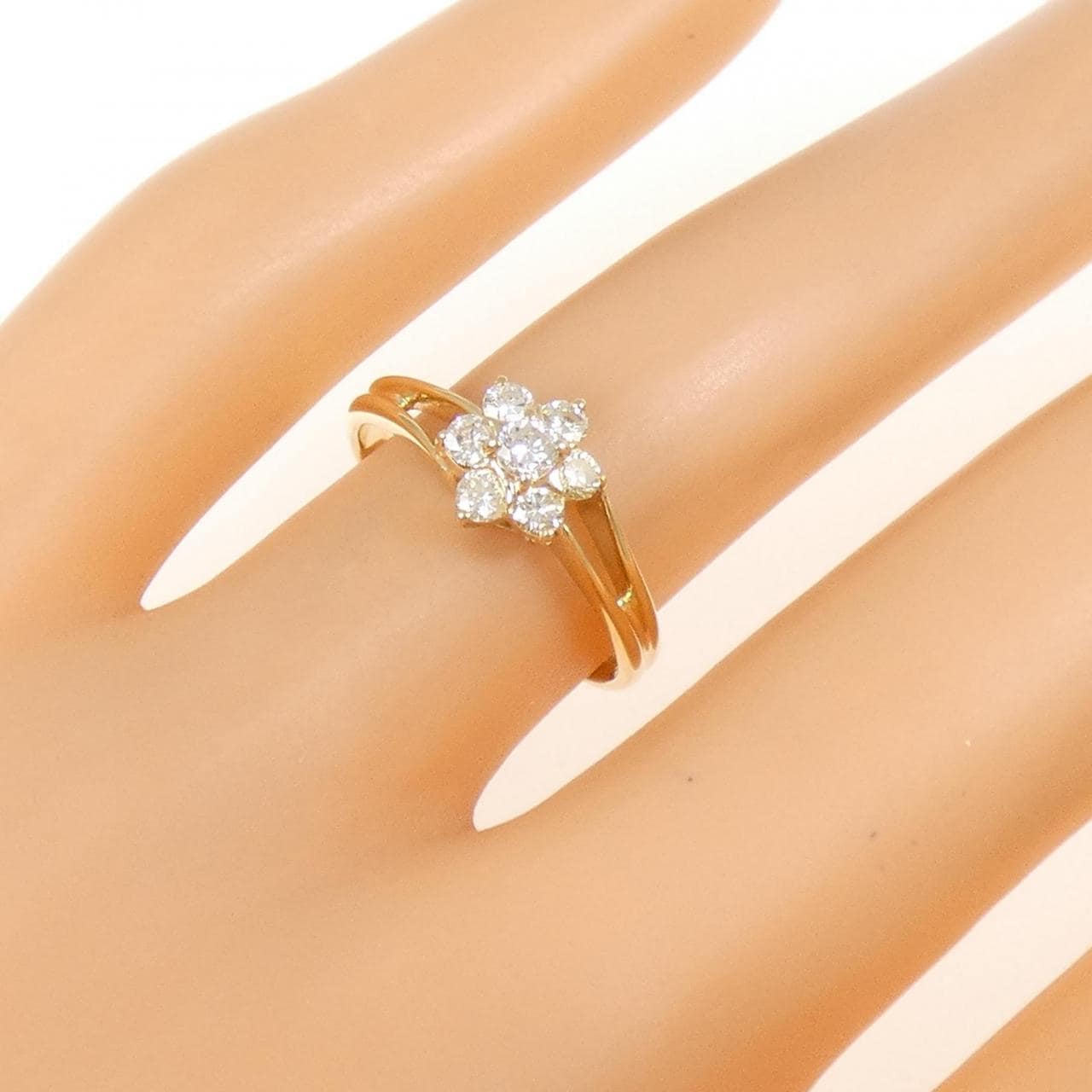 K18YG フラワー ダイヤモンド リング 0.32CT