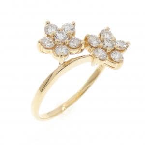 K18YG フラワー ダイヤモンド リング 0.41CT