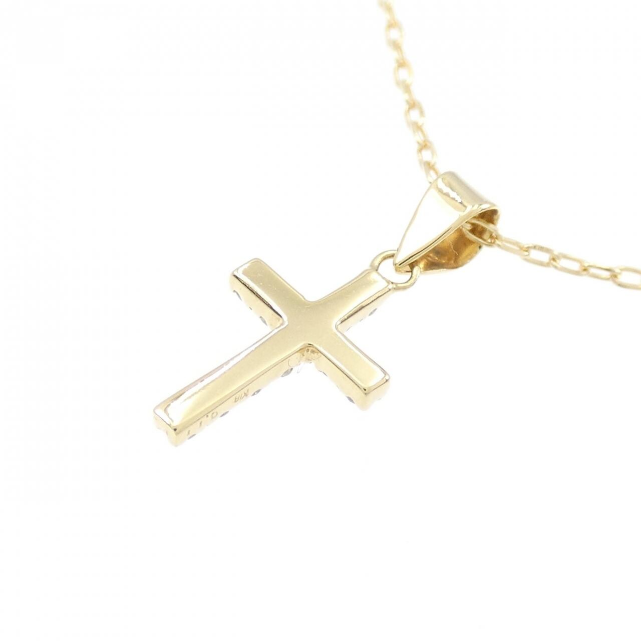 K18YG Cross Diamond Necklace 0.11CT