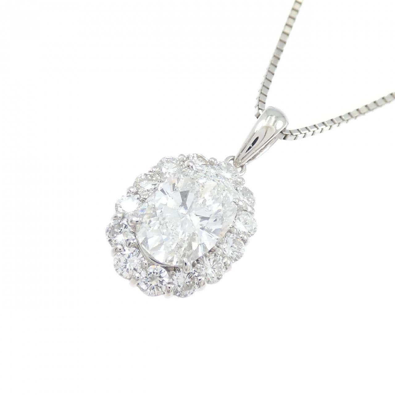 PT900/PT850 ダイヤモンド ネックレス 2.021CT E SI2 オーバルカット
