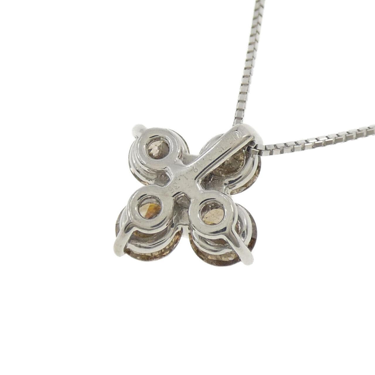 K18WG フラワー ダイヤモンド ネックレス 0.19CT