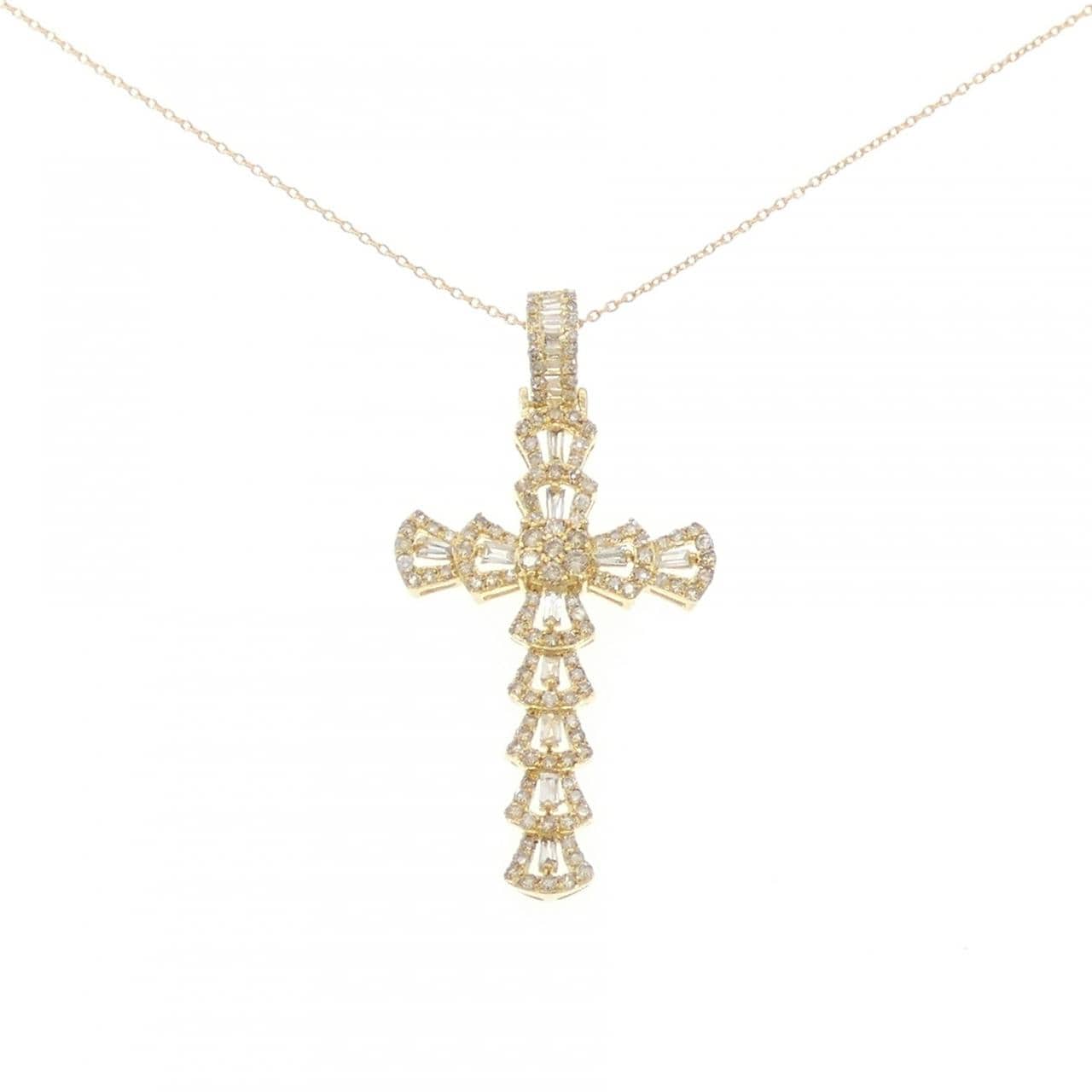 K18YG cross Diamond necklace 1.00CT